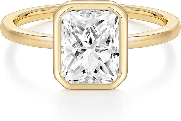 Rinfina 3CT Radiant Cut Bezel Ring