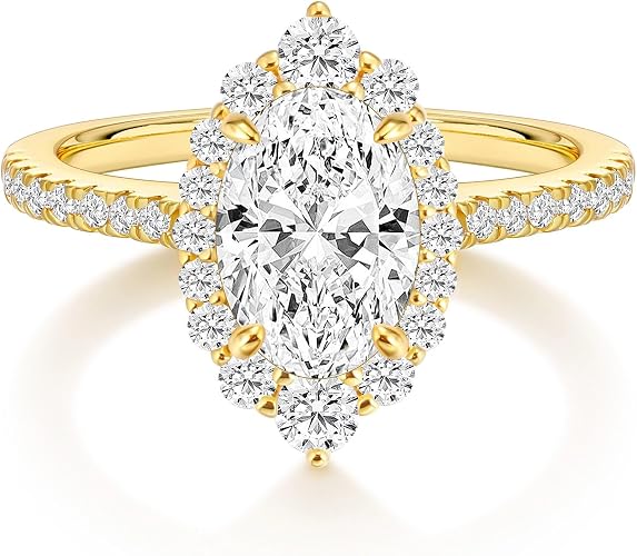 Rinfina 3CT Oval Halo CZ Ring