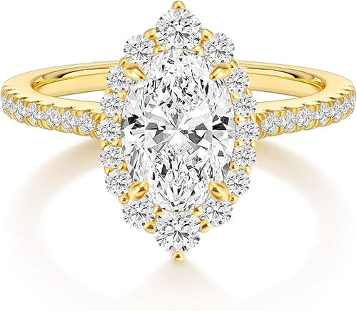Rinfina 3CT Oval Halo CZ Ring